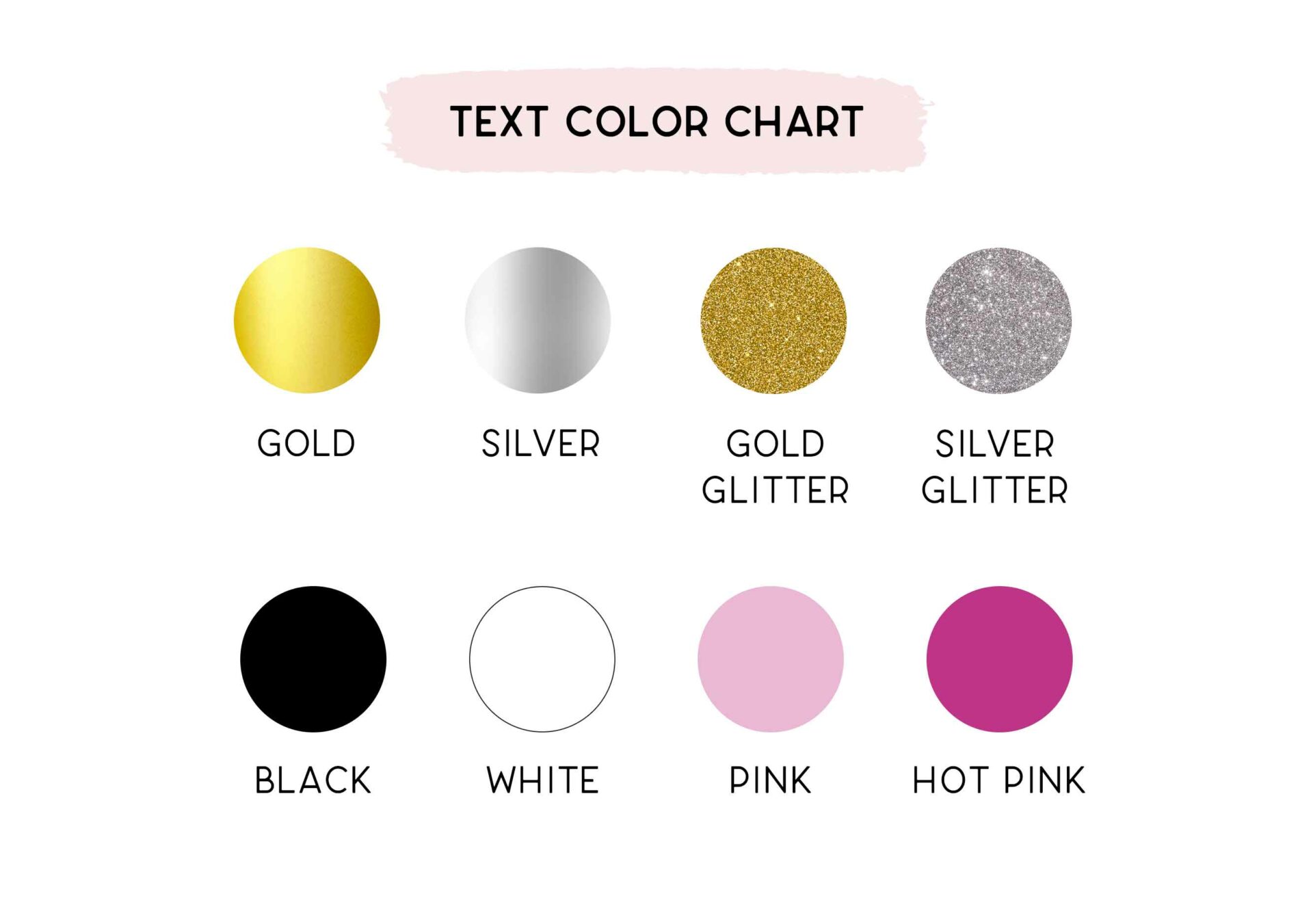 Makeup Bag Text Color Chart