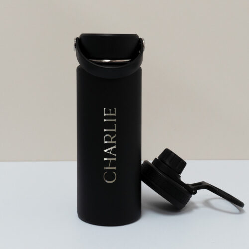 [Custom Engraved] Powder Coat Stainless steel Insulated Bottle 18oz Medium - Black