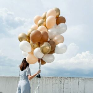 Helium Balloons Bouquet” – Chrome Gold, Fashion Blush, Fashion Mocha Brown, Fashion White