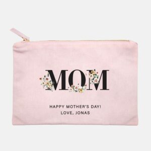[Custom Subtext] Mother’s Day Canvas Pouch – MOM Floral Design