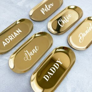 [Personalised Name] Chrome Gold Stainless Steel Trinket Tray 