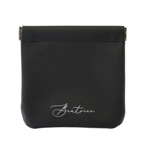 [Personalised Name] Custom Name Premium PU Leathers Coin Pouch - Black