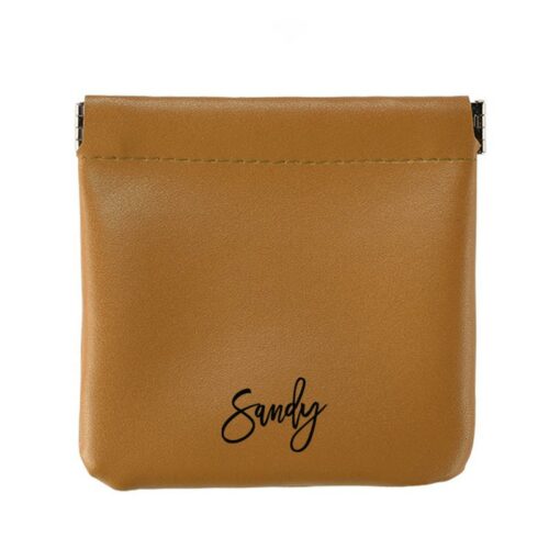 [Personalised Name] Custom Name Premium PU Leathers Coin Pouch - Brown