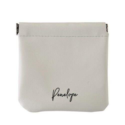 [Personalised Name] Custom Name Premium PU Leathers Coin Pouch - Grey