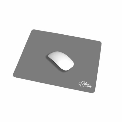 [Personalised Name] Custom Name Premium PU Leather Mousepads - Light Grey