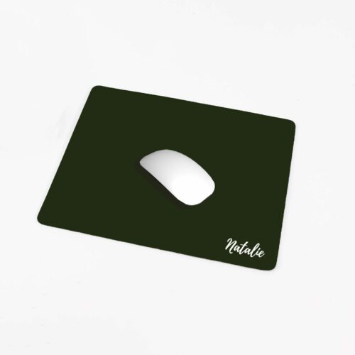 [Personalised Name] Custom Name Premium PU Leather Mousepads - Dark Green