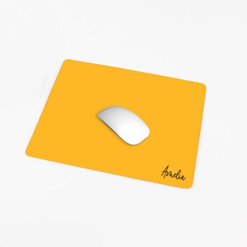 [Personalised Name] Custom Name Premium PU Leather Mousepads - Yellow