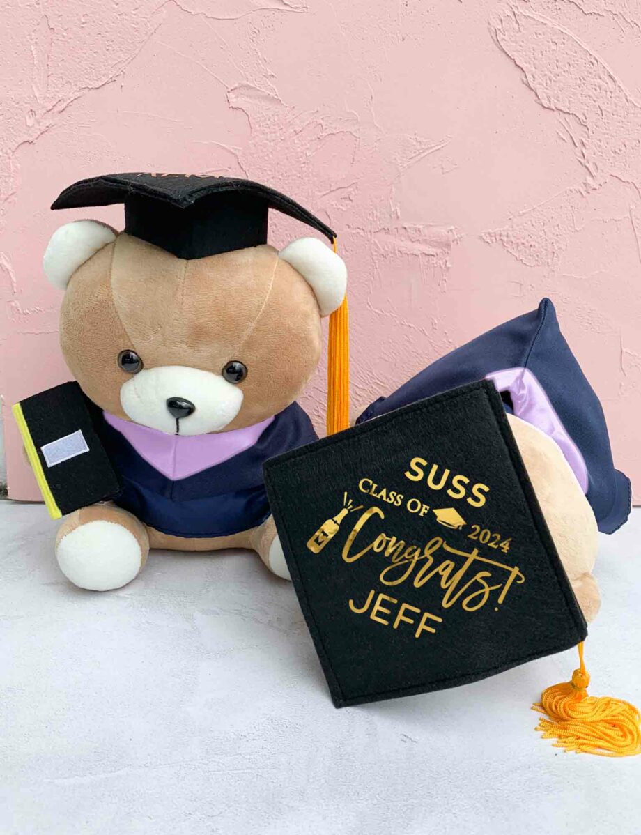 Personalized Graduation Bear 30cm (Lilac Hood)