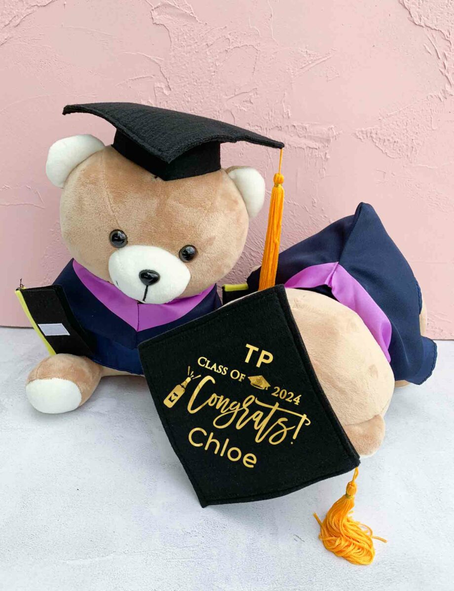 Personalized Graduation Bear 30cm (Purple Hood)