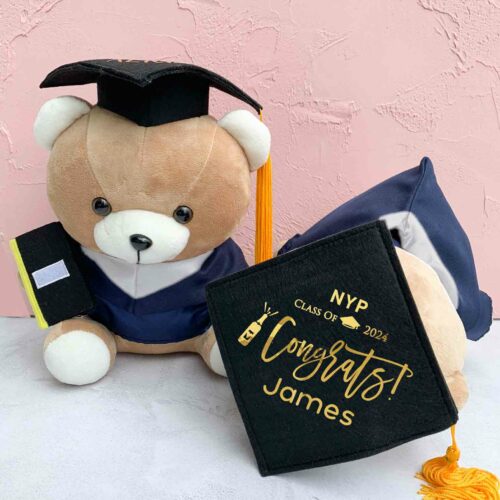 Personalized Graduation Bear 30cm (Silver Hood)