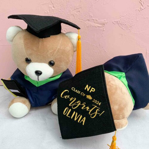 Personalized Graduation Bear 30cm (Green Hood)