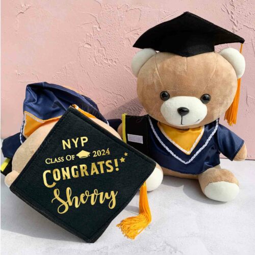 Personalized Graduation Bear 30cm (Golden Yellow Hood)