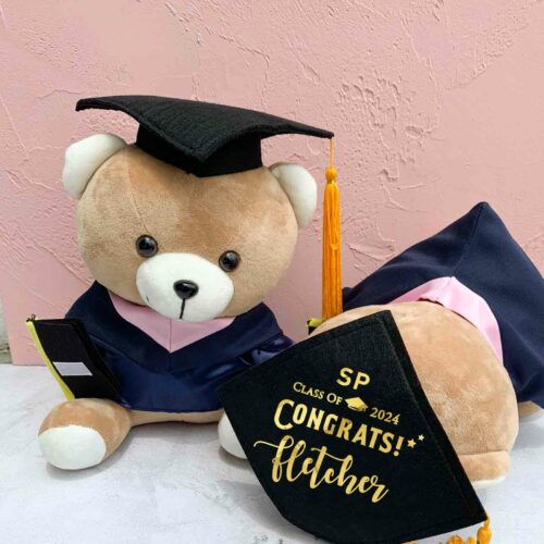 Personalized Graduation Bear 30cm (Pink Hood)
