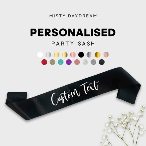 Personalised Party Sashes with name - Black Sash