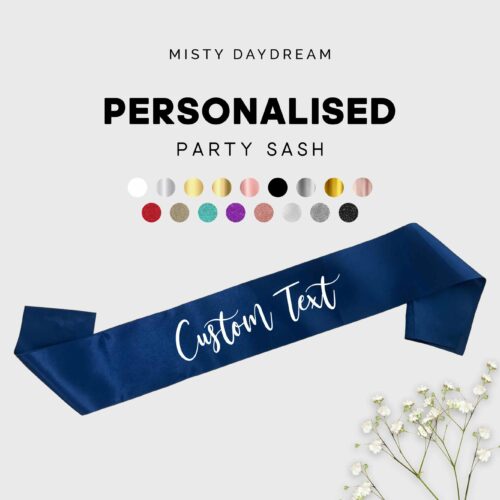 Personalised Party Sashes with name - Dark Blue Sash