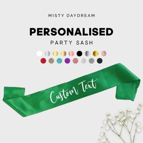 Personalised Party Sashes with name - Green Sash