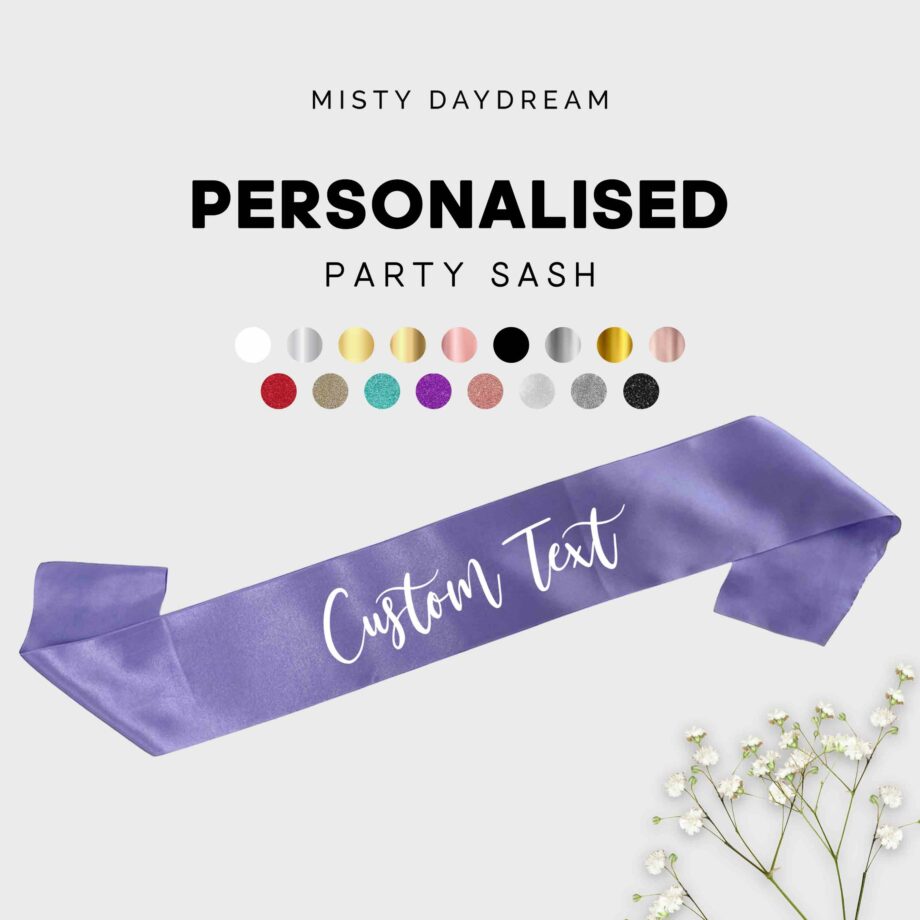 Personalised Party Sashes with name - Lavender Sash