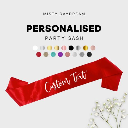 Personalised Party Sashes with name - Red Sash