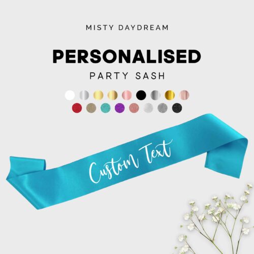 Personalised Party Sashes with name - Teal Sash