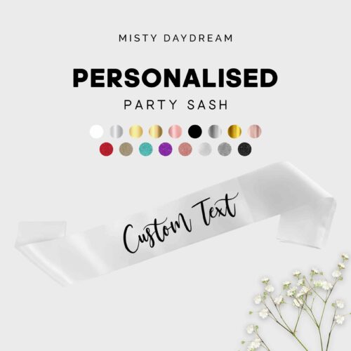 Personalised Party Sashes with name - White Sash