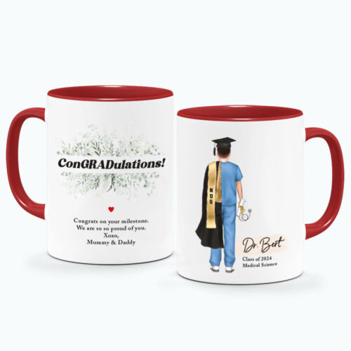 CUSTOM NAME and STYLE Graduation Printed Mug - Male Doctor/ Nurse Graduate ConGRADulations Design
