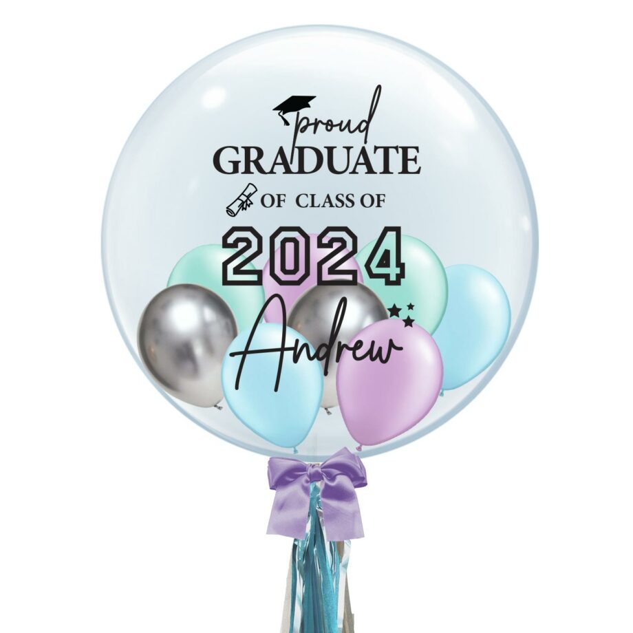 24 inch Personalized Bubble Balloon - proud GRADUATE of CLASS OF Design