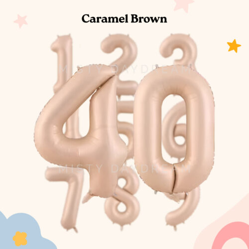[40 Inch Number Foil Helium Balloons] - Brown Caramel Giant Mylar Number Foil Helium Balloon