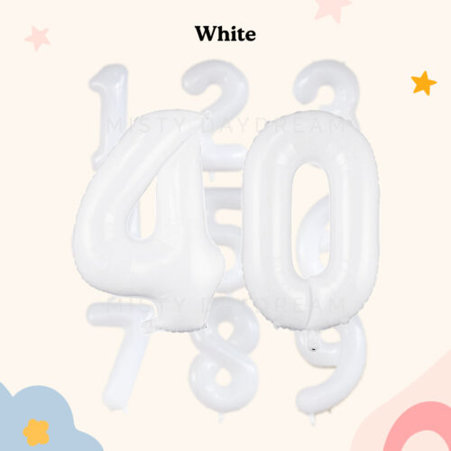 [40 Inch Number Foil Helium Balloons] - White Giant Mylar Number Foil Helium Balloon