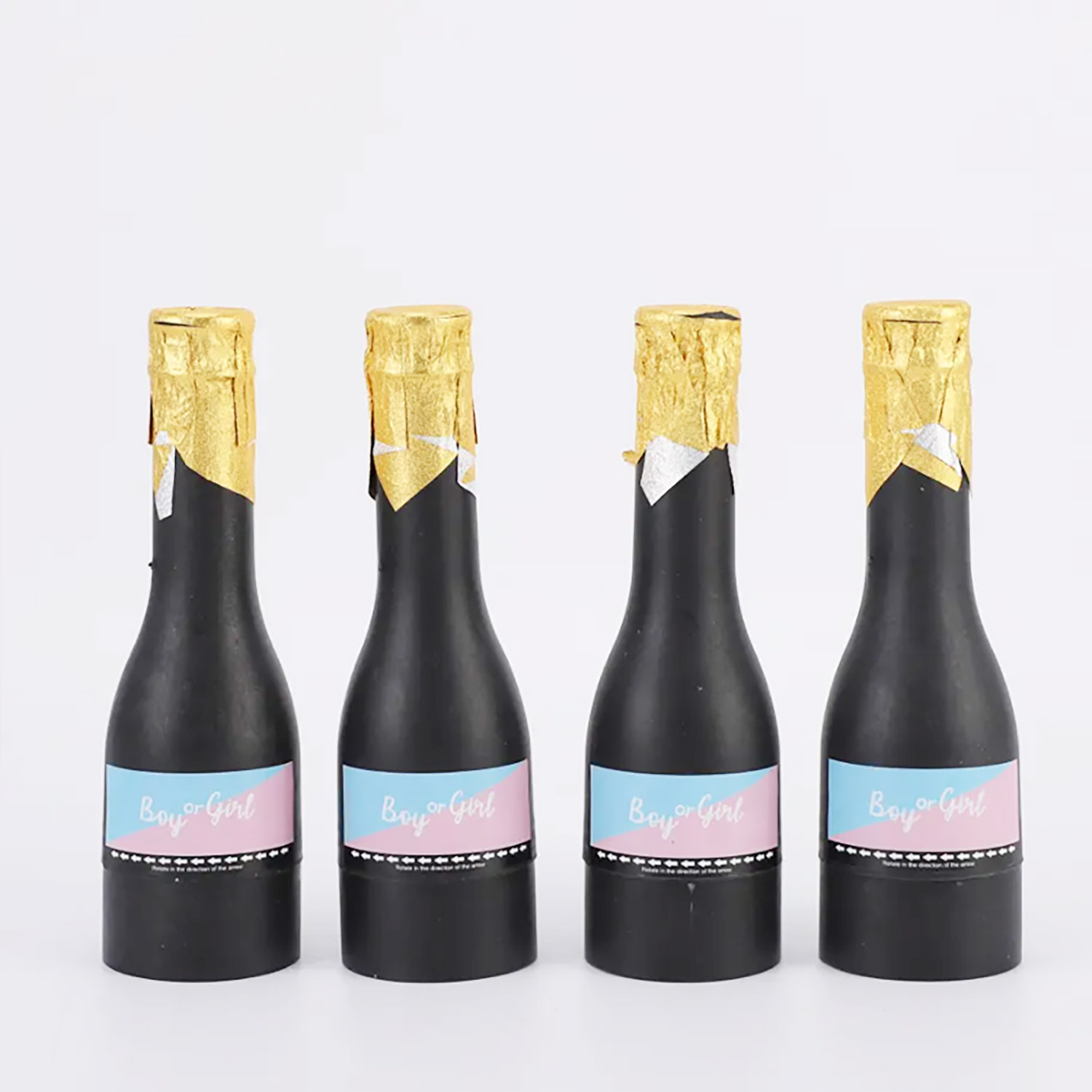 Gender Reveal Mini Champagne Bottle Confetti Popper 16cm (Blue - Technical View