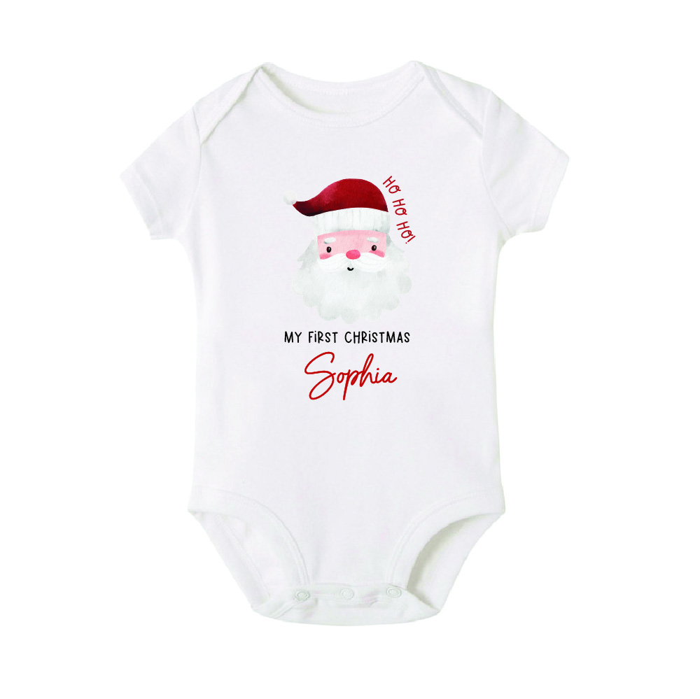 Custom Name] Christmas Baby Bodysuit/ Tshirt HO HO HO! Santa Design