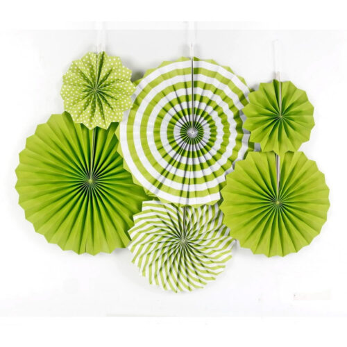Party Fans Pattern Apple Green Set of 6, Backdrop Rosettes