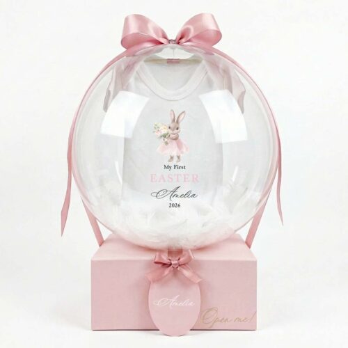 Easter Gift Balloon Box with Baby cloth - pink