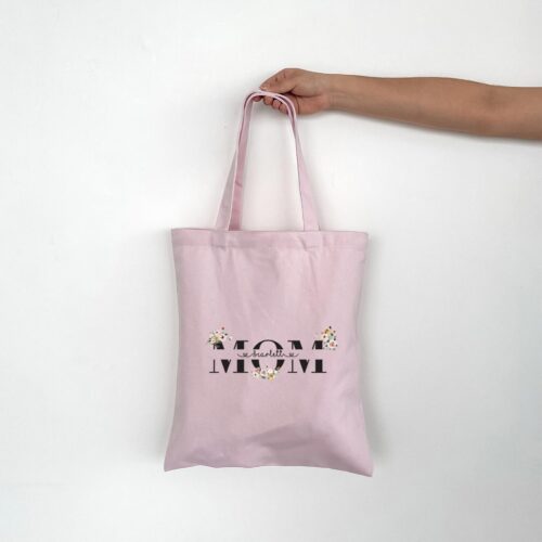 [Custom Names] Mother’s Day Collection Tote Bag - MOM floral Typography Design