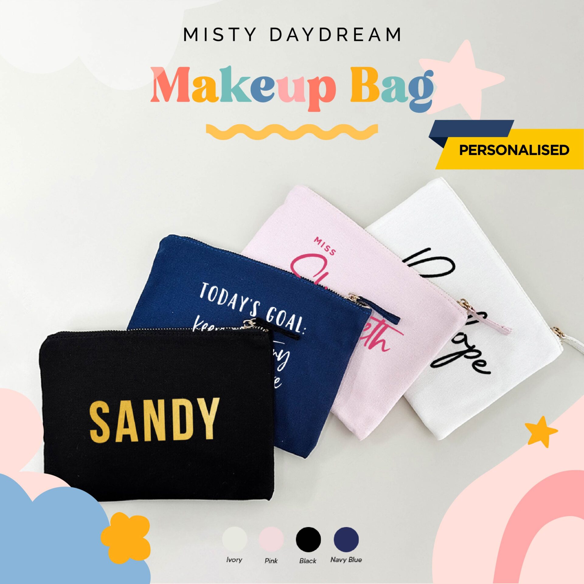 `[Customised Gift] Personalised Makeup Bag Travel Essential Pouch