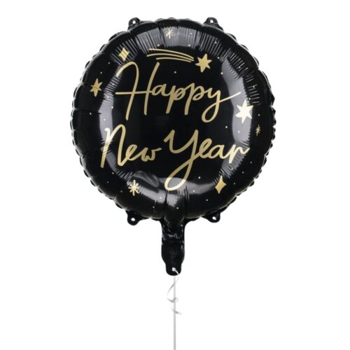 [Character] Party Deco Foil Round Happy New Year Black 45cm (18") Foil Balloon