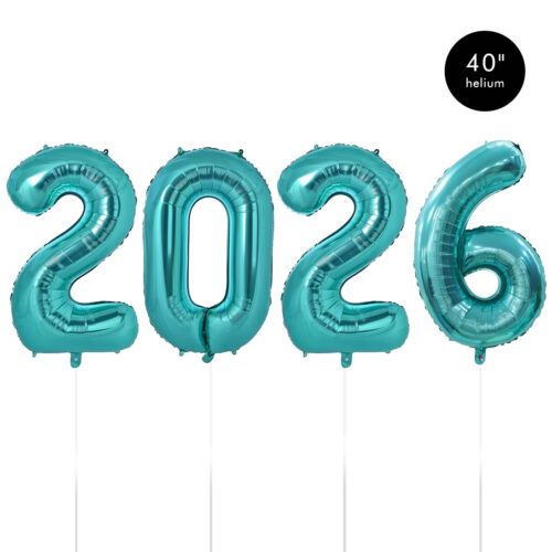 2026 40 inch giant number foil balloons aqua