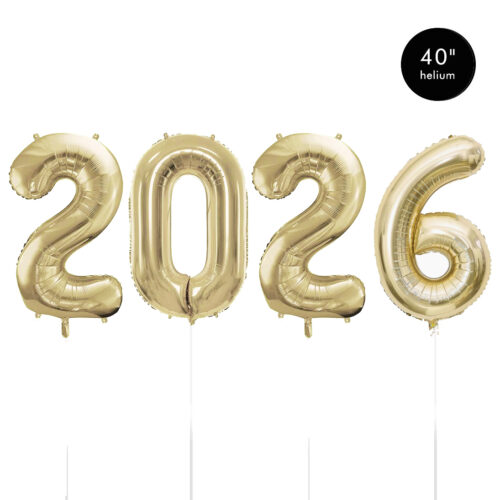 2026 Happy New Year 40 inch Giant Foil Helium Inflated Balloons - CHAMPAGNE GOLD