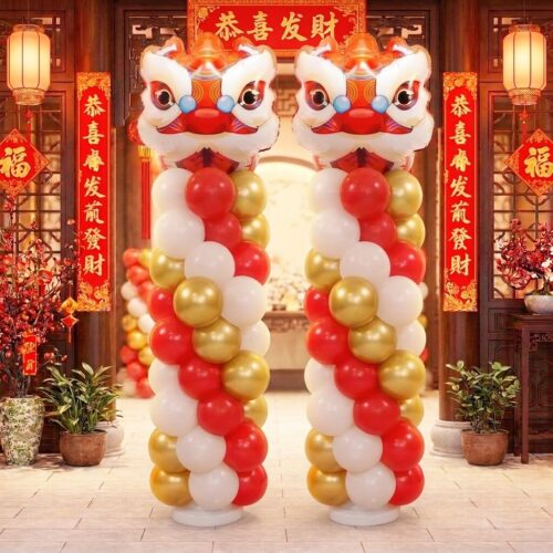CNY Lion Head foil Balloon Column x 2