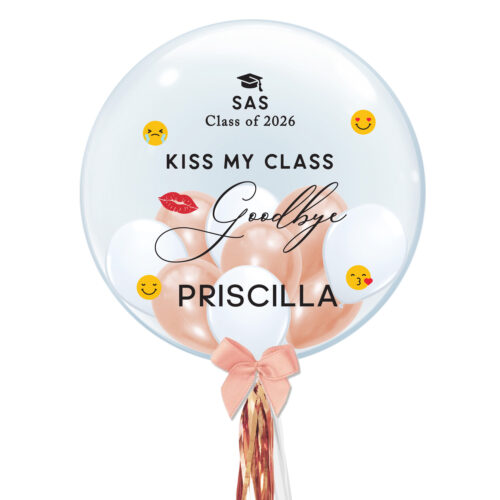 24 inch Personalized Bubble Balloon - Kiss my Class Goodbye Mixed Emotions Design