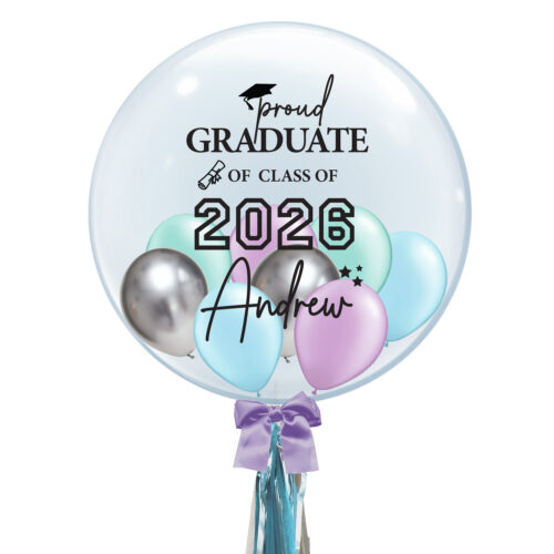 24 inch Personalized Bubble Balloon - proud GRADUATE of CLASS OF Design