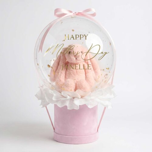 Bashful Blush Jellycat Bunny in Custom Bobo Balloon Gift Box
