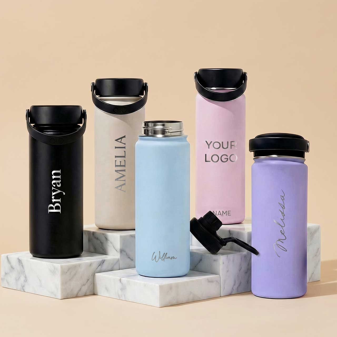 stainless steel insulated custom name laser engraved bottles