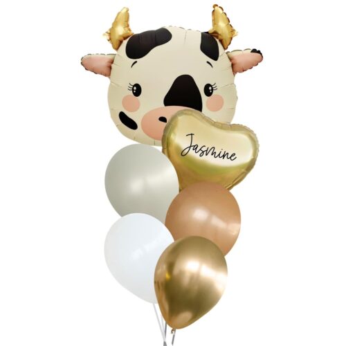 Cow Foil Balloon with with Custom Foil Heart Balloon