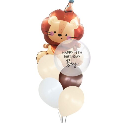 Lion Safari with Custom Bobo Balloons Bouquet