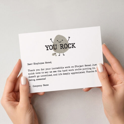 YOU ROCK Card Corporate Appreciation Card, Staff Appreciation Card, Employee Appreciation Card, Employee Business Appreciation Card,