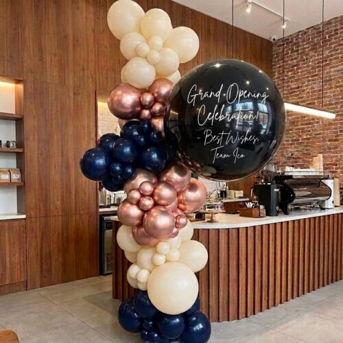 [Balloon Garland] – Organic Balloon Garland with Attached 36 Inch Personalised Balloon