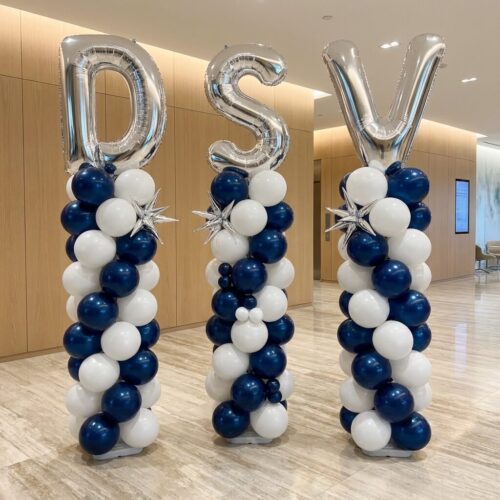 [Balloon Column] – 40inch Letter Foil Balloon with 9 layered latex balloon and Spiky Star Foil