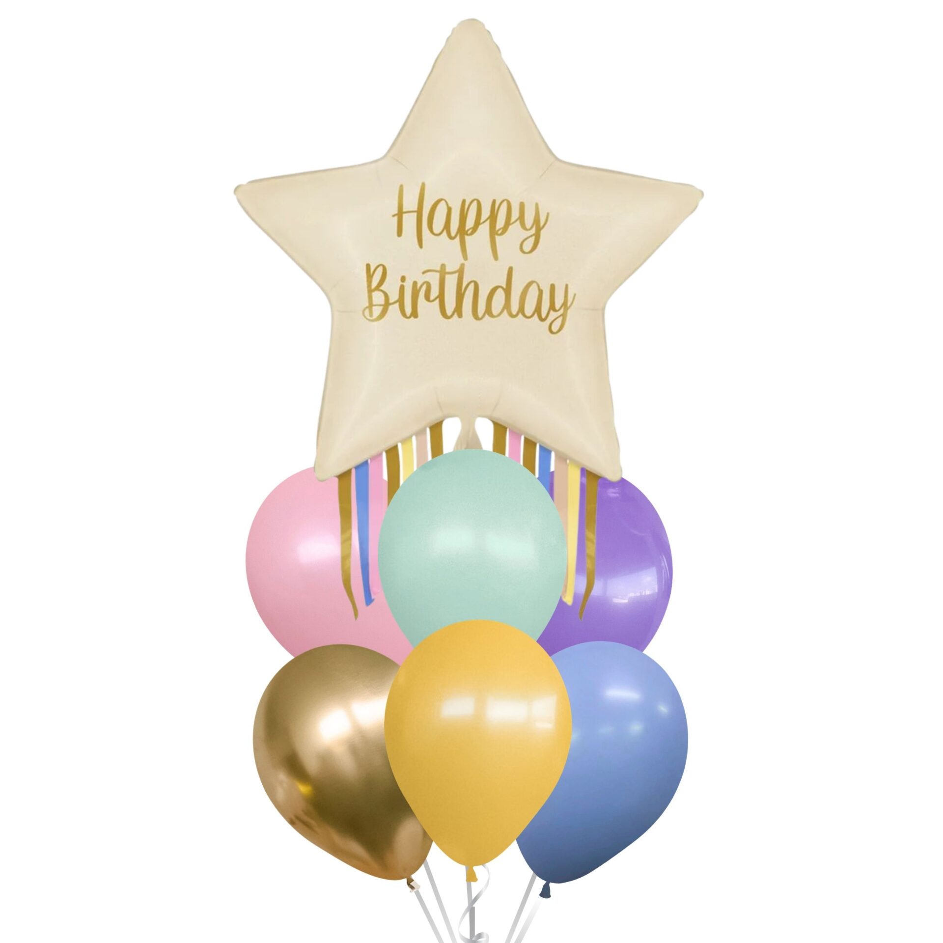 Happy Birthday Star Shaped Balloon Bouquet (7 pcs set)