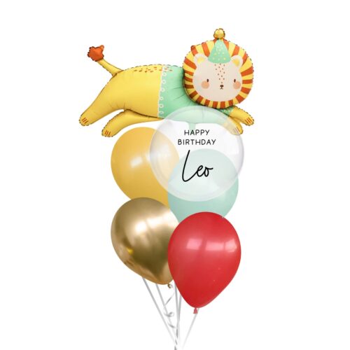 Lion Helium Balloons Bouquet with Bobo Balloon (6 pcs set)