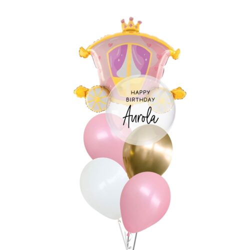 Pink Carriage Balloon Bouquet with Bobo Balloon (6 pcs set)